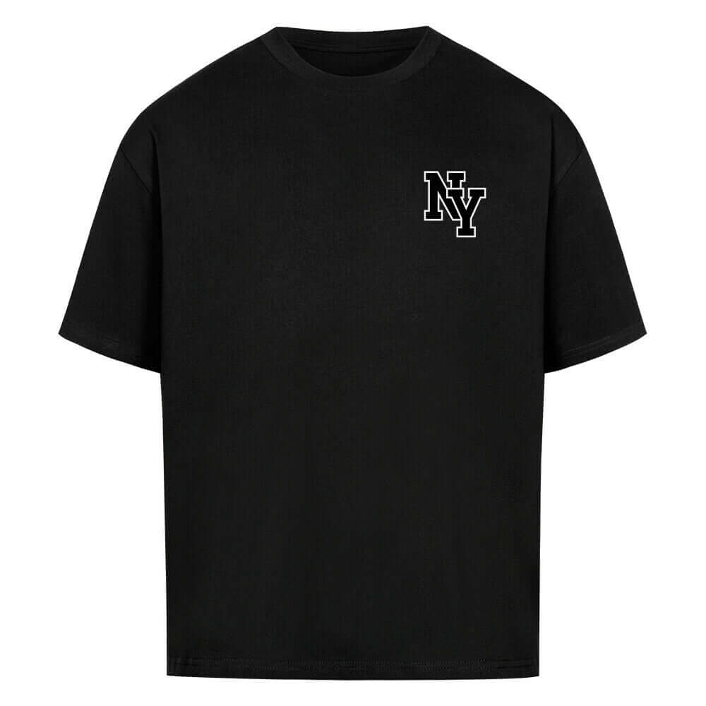 An oversized t-shirt featuring a bold "NY" print on the back, designed in a modern and stylish font. The tshirt has a relaxed fit, soft fabric, and a casual, urban-inspired look, perfect for streetwear fashion.