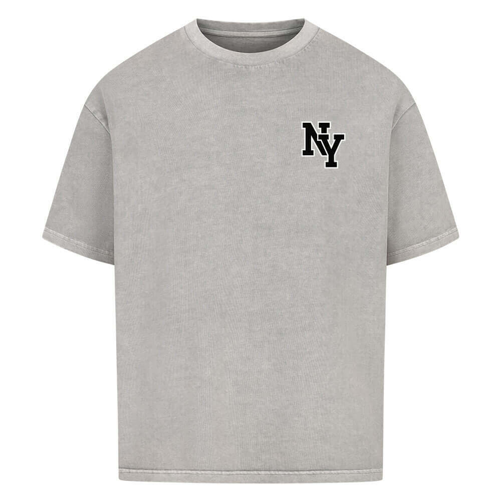 An oversized t-shirt featuring a bold "NY" print on the back, designed in a modern and stylish font. The tshirt has a relaxed fit, soft fabric, and a casual, urban-inspired look, perfect for streetwear fashion.